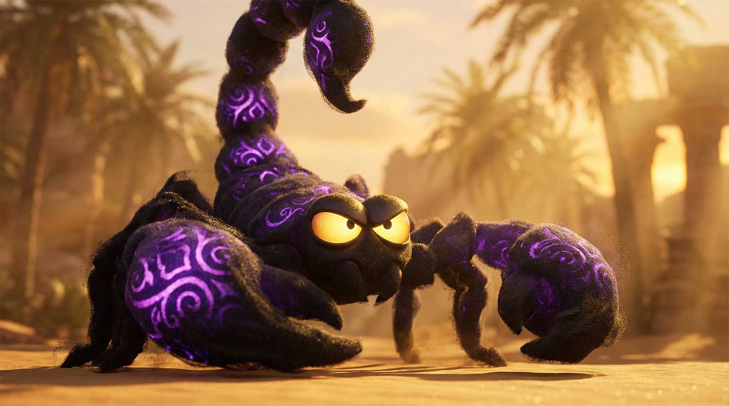 3D AI Shadow Scorpion with glowing purple runes by Inspirious Design