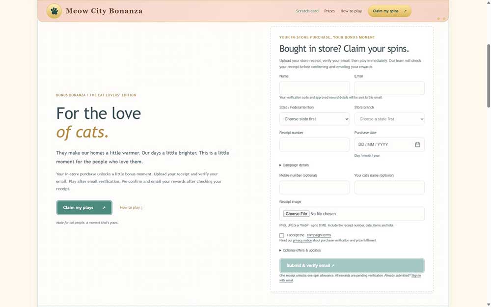 Lucky Draw Campaign Entry and Receipt Upload Form
